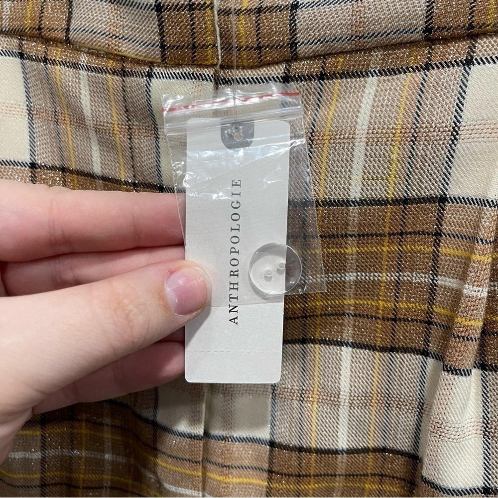 Anthropologie Hutch Plaid Wid-Leg Trousers Pants Size 4 - Picture 9 of 12